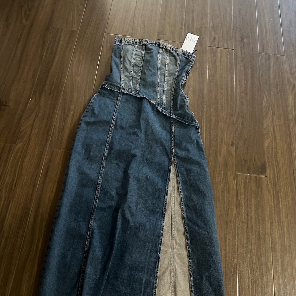 Zara halted denim split dress - Picture 5 of 9